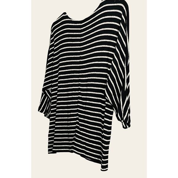 J.JILL WEAREVER 3/4 RAGLAN SLV PULL-OVER BLOUSE, WOMENS, MP, BLACK GREY STRIPES - Picture 7 of 12